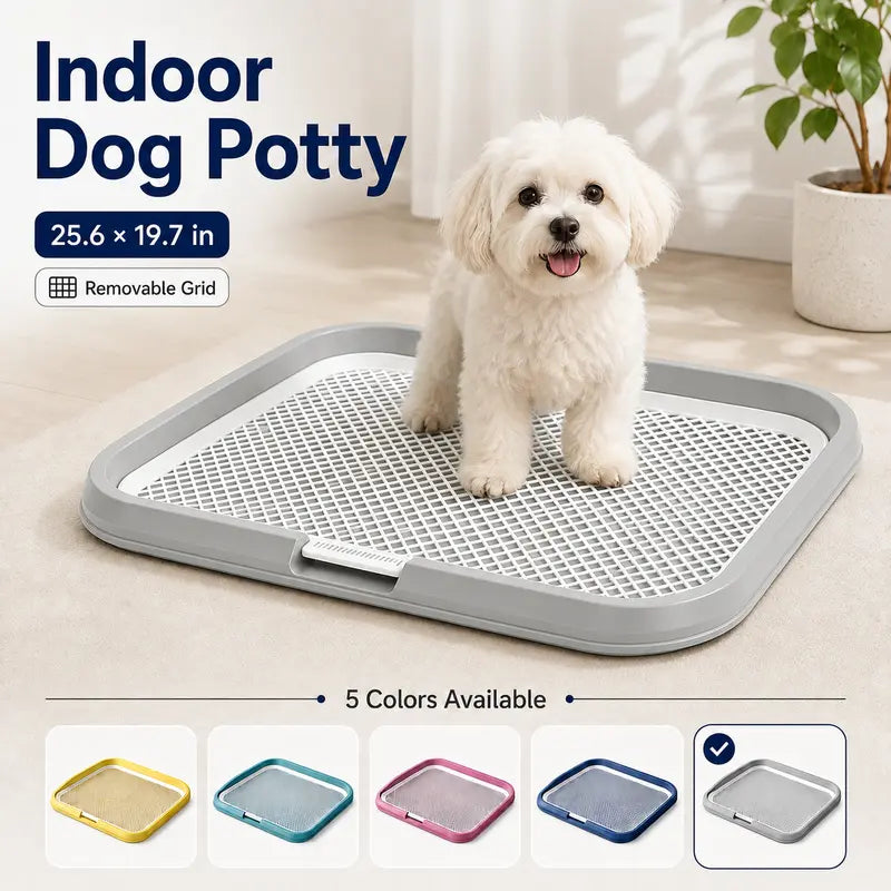 Indoor Dog Potty Tray with Grate - Puppy Training Pee Pad Holder