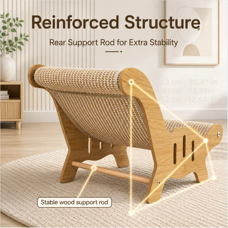 2-in-1 Natural Sisal Fiber Cat Scratcher Hammock and Lounge Chair, Breathable and Durable All-Season Cat Bed for Claw Maintenance and Relaxation
