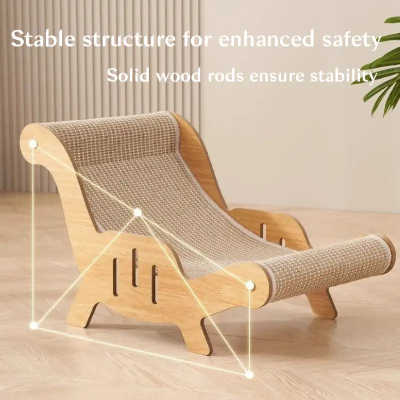 2-in-1 Natural Sisal Fiber Cat Scratcher Hammock and Lounge Chair, Breathable and Durable All-Season Cat Bed for Claw Maintenance and Relaxation