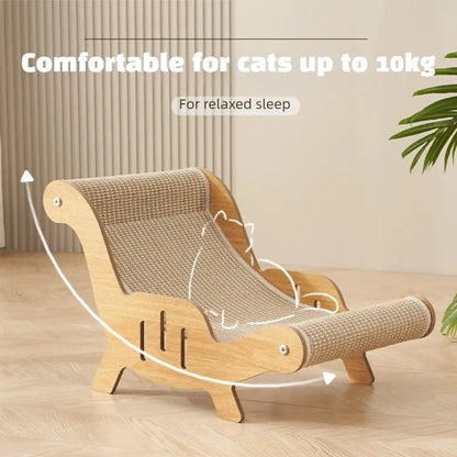 2-in-1 Natural Sisal Fiber Cat Scratcher Hammock and Lounge Chair, Breathable and Durable All-Season Cat Bed for Claw Maintenance and Relaxation
