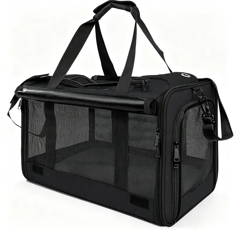 Premium Soft Mesh Cat Carrier - Breathable Polyester Travel Bag for Small Dogs and Cats, Portable and Foldable Design