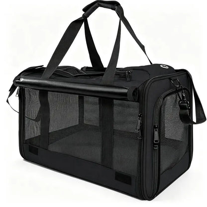 Premium Soft Mesh Cat Carrier - Breathable Polyester Travel Bag for Small Dogs and Cats, Portable and Foldable Design