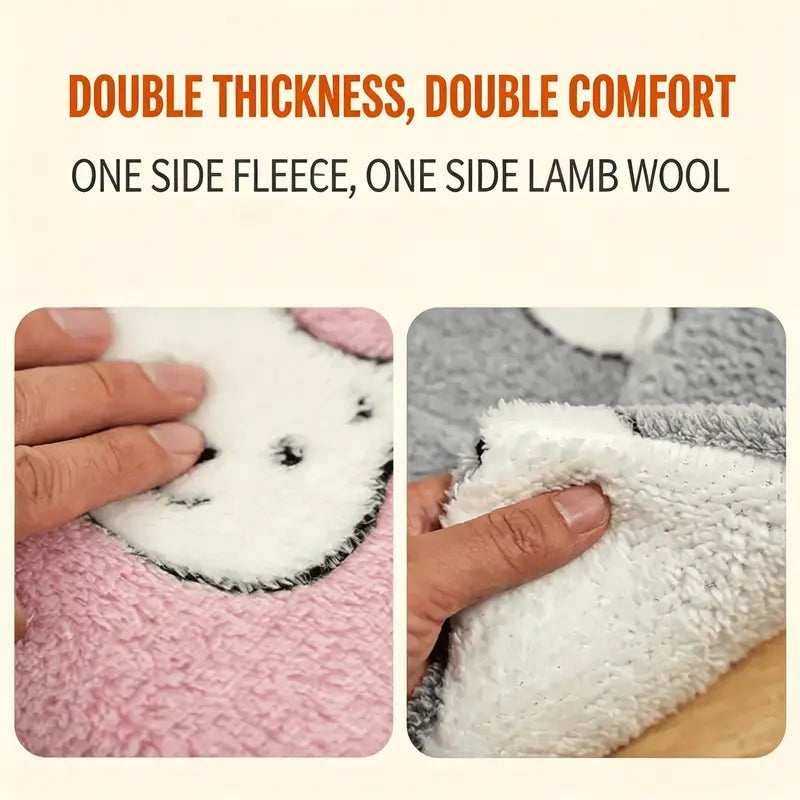 Flannel Pet Sleeping Bed - Thick Plush, Snug Warm Spot with Soft Padding, Stain Resistant Contemporary Blanket, Machine Washable, for Dogs & Cats, 2 Sizes (69*52Cm, 89*68Cm) Available