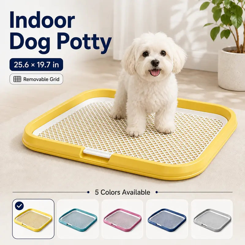 Indoor Dog Potty Tray with Grate - Puppy Training Pee Pad Holder