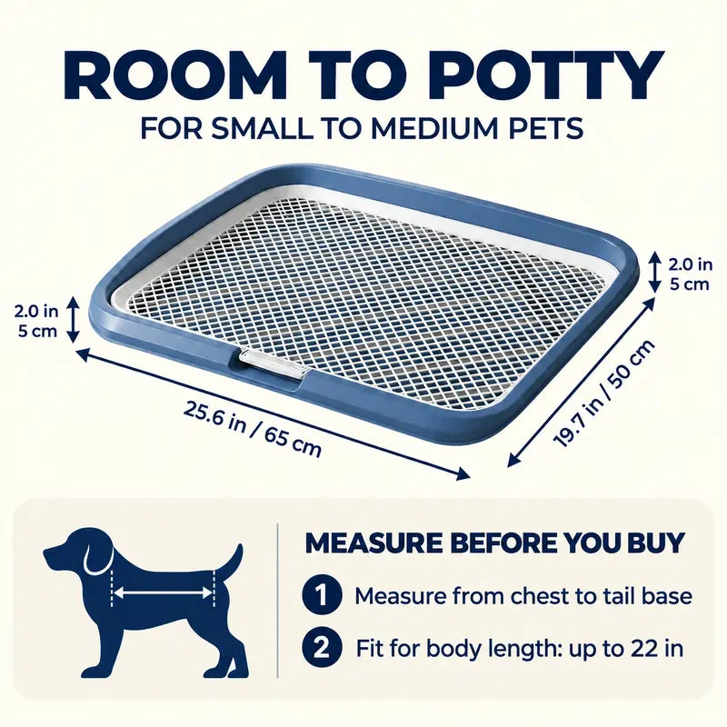 Indoor Dog Potty Tray with Grate - Puppy Training Pee Pad Holder