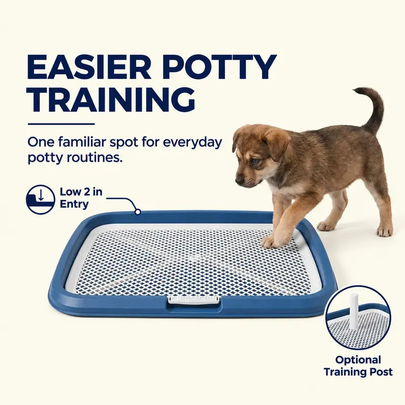 Indoor Dog Potty Tray with Grate - Puppy Training Pee Pad Holder