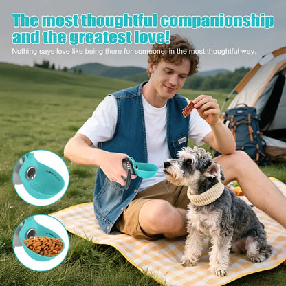 Lumikata 2-in-1 Portable Dog Water Bottle - 10 oz Stainless Steel with Silicone Foldable Bowl, Leak-Proof Design for Small Dogs and Pet Feeding Supplies