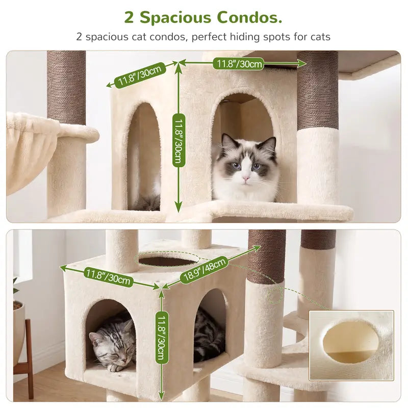 DESKAT 75-Inch Cat Tower - Premium Indoor Cat Furniture Featuring Sisal Scratching Posts, Multiple Condos, Hammocks, and Perches for Optimal Feline Play and Claw Health
