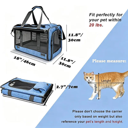 Premium Soft Mesh Cat Carrier - Breathable Polyester Travel Bag for Small Dogs and Cats, Portable and Foldable Design