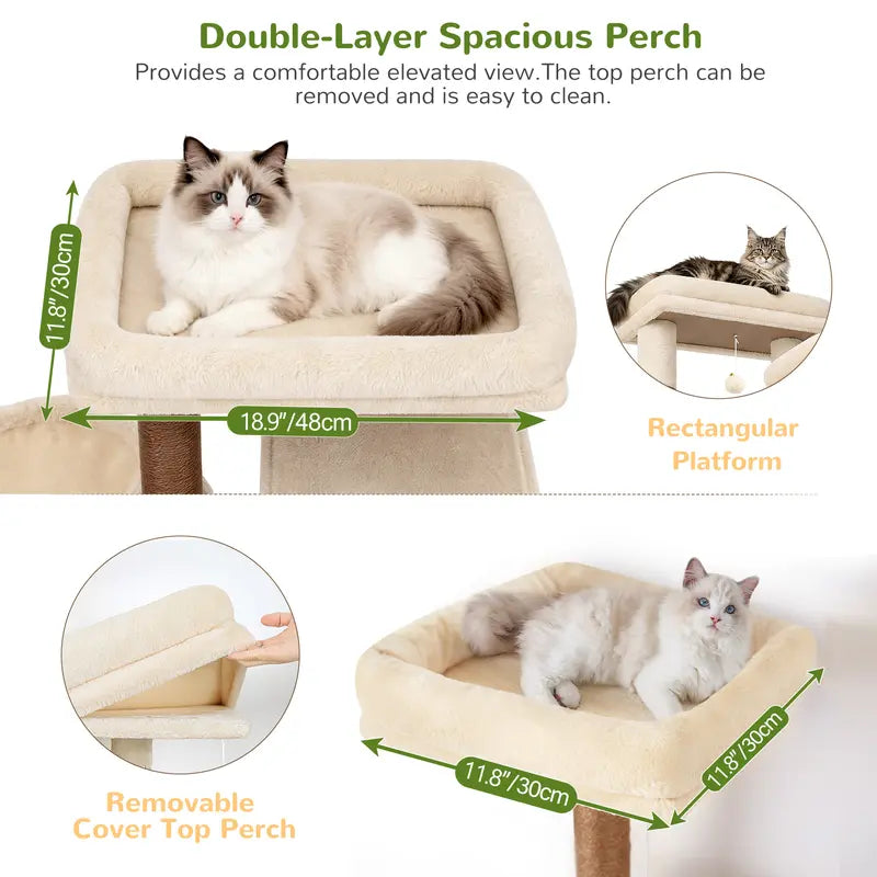 DESKAT 75-Inch Cat Tower - Premium Indoor Cat Furniture Featuring Sisal Scratching Posts, Multiple Condos, Hammocks, and Perches for Optimal Feline Play and Claw Health