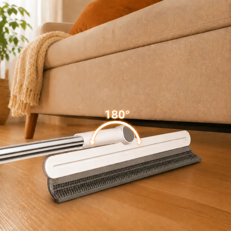 Professional Pet Hair Removal Rake and Scraper with 180° Rotating Broom, Reusable Wet/Dry Squeegee, and Silicone Scrubber for Carpets, Upholstery, Hardwood Floors, and Pet Areas - Eco-Friendly Lint Roller Alternative for Rugs, Beds, and Furniture