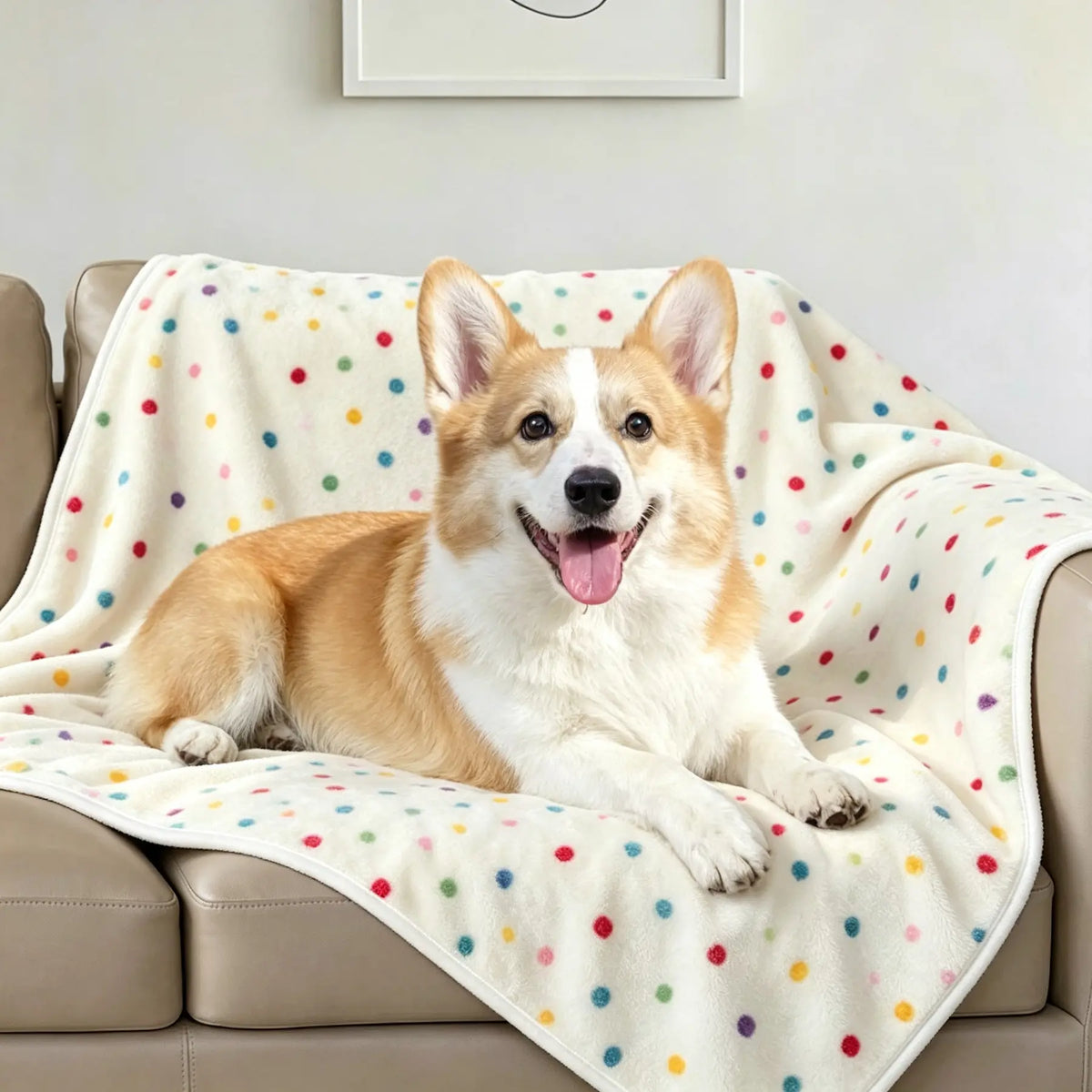 Reversible Coral Fleece Dog Blanket - Washable Plush Throw for Bed, Couch, and Car in Pink, Cream, and Light Coffee