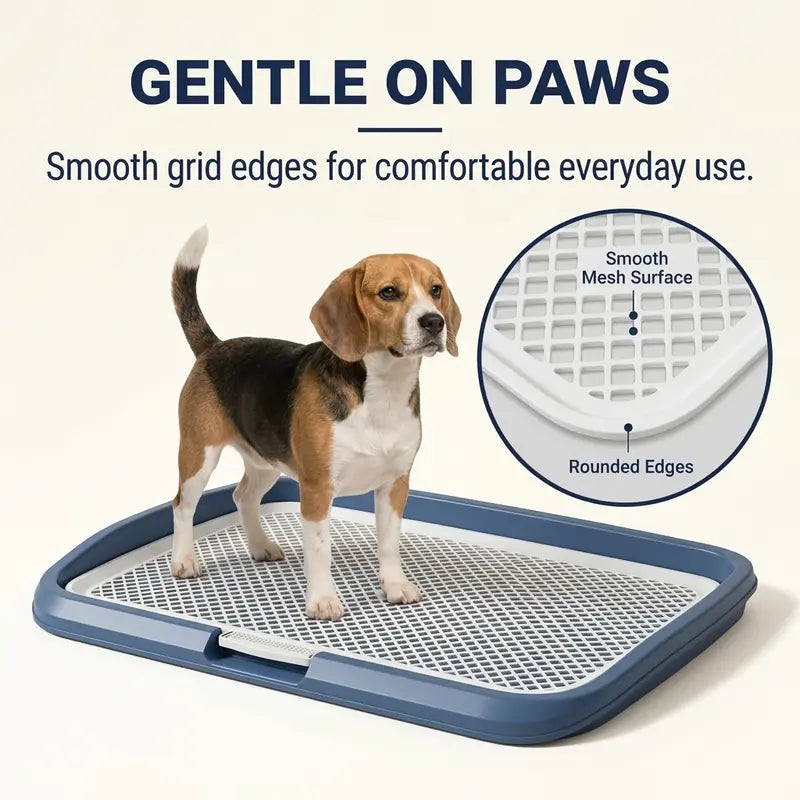 Indoor Dog Potty Tray with Grate - Puppy Training Pee Pad Holder