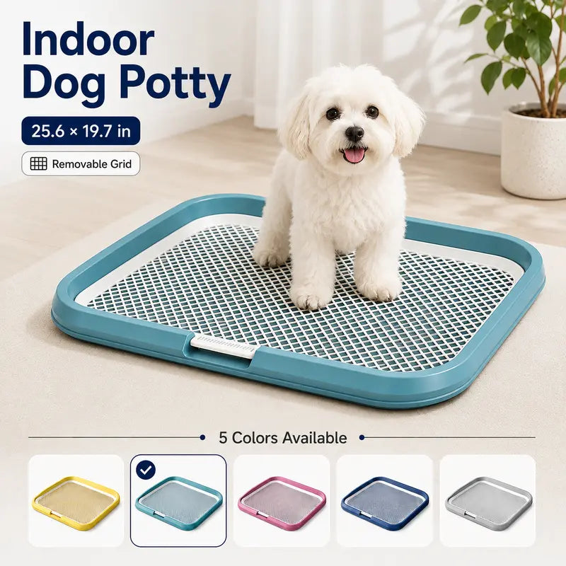 Indoor Dog Potty Tray with Grate - Puppy Training Pee Pad Holder