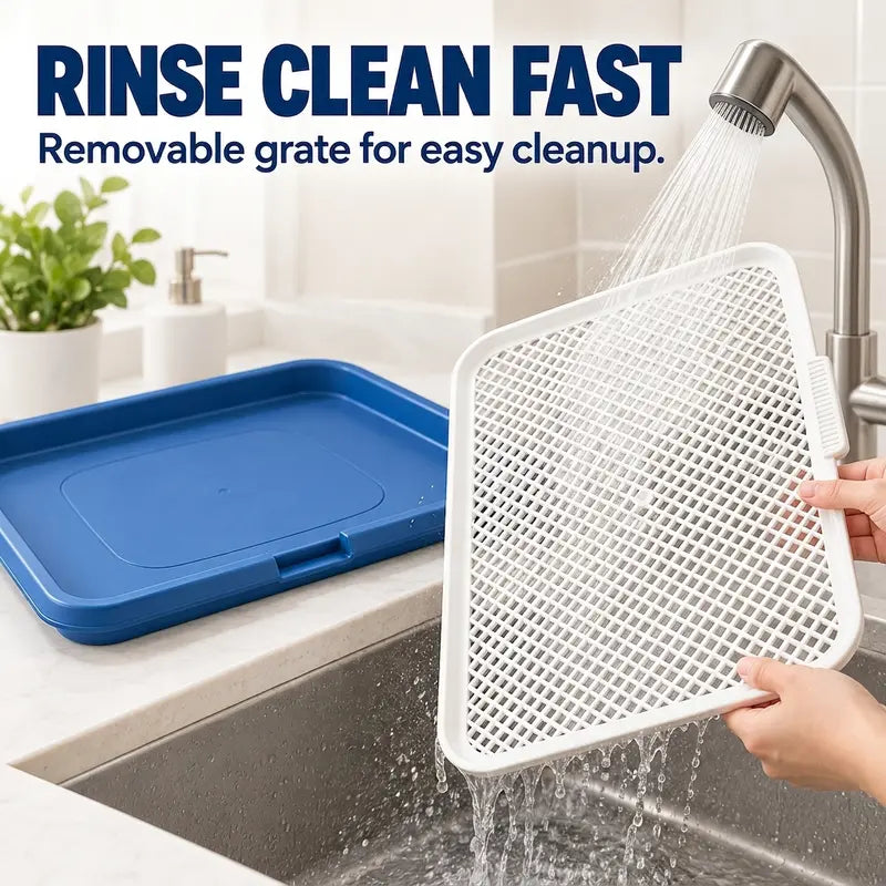 Indoor Dog Potty Tray with Grate - Puppy Training Pee Pad Holder