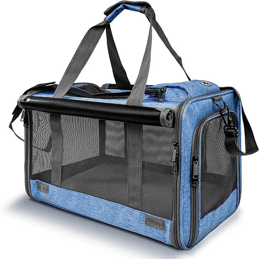 Premium Soft Mesh Cat Carrier - Breathable Polyester Travel Bag for Small Dogs and Cats, Portable and Foldable Design