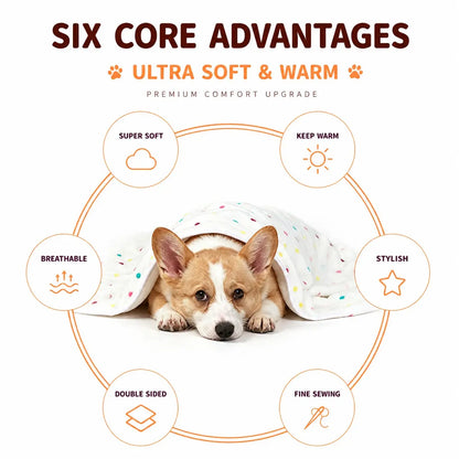 Reversible Coral Fleece Dog Blanket - Washable Plush Throw for Bed, Couch, and Car in Pink, Cream, and Light Coffee
