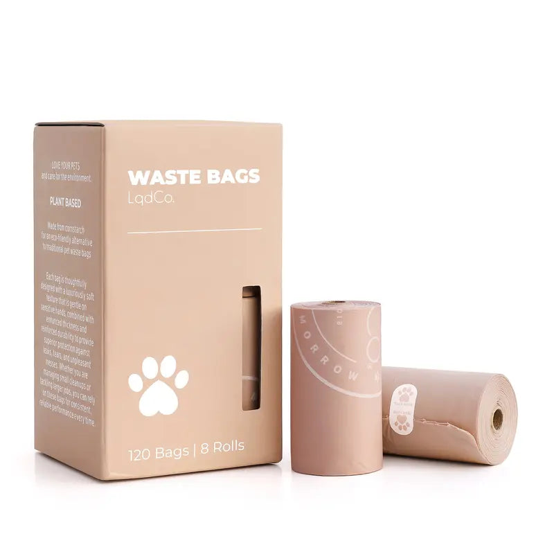Bio-Based Lavender-Scented Dog Waste Bags - Silky Soft, Leak-Proof, Cornstarch Material - 8 Rolls, 120 Bags