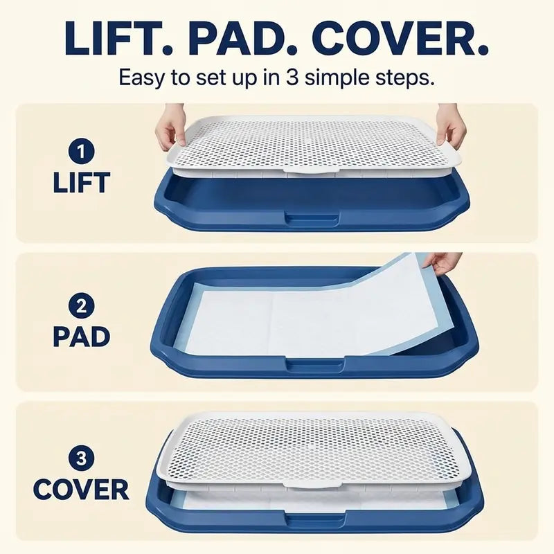 Indoor Dog Potty Tray with Grate - Puppy Training Pee Pad Holder