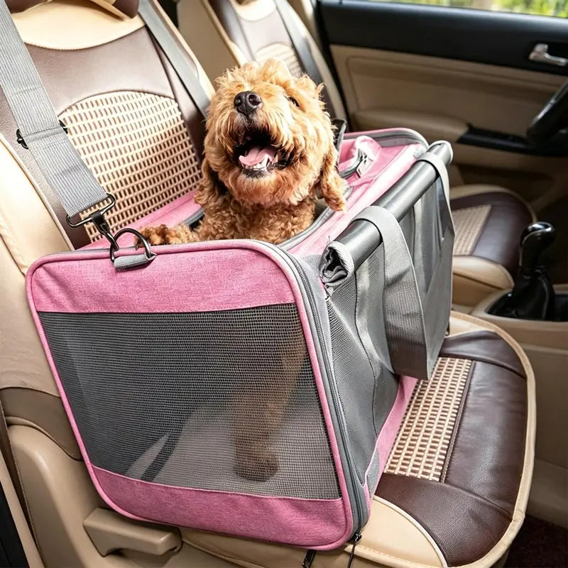 Premium Soft Mesh Cat Carrier - Breathable Polyester Travel Bag for Small Dogs and Cats, Portable and Foldable Design