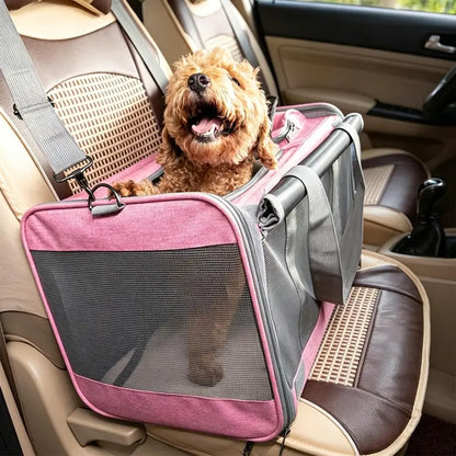 Premium Soft Mesh Cat Carrier - Breathable Polyester Travel Bag for Small Dogs and Cats, Portable and Foldable Design