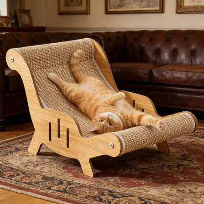 2-in-1 Natural Sisal Fiber Cat Scratcher Hammock and Lounge Chair, Breathable and Durable All-Season Cat Bed for Claw Maintenance and Relaxation