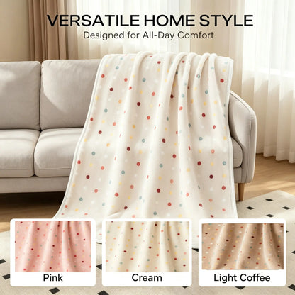 Reversible Coral Fleece Dog Blanket - Washable Plush Throw for Bed, Couch, and Car in Pink, Cream, and Light Coffee