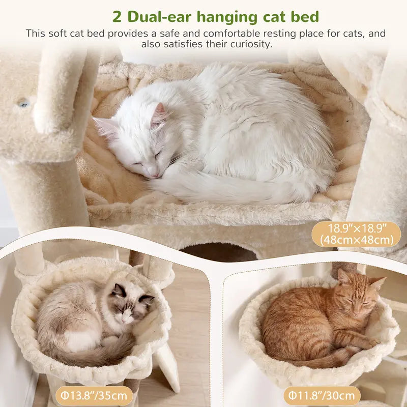 DESKAT 75-Inch Cat Tower - Premium Indoor Cat Furniture Featuring Sisal Scratching Posts, Multiple Condos, Hammocks, and Perches for Optimal Feline Play and Claw Health