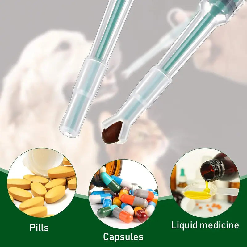 Dual Pack Pet Medication Dispenser for Cats and Dogs: Soft-Tip Pill Shooter and Liquid Medicine Syringe for Effortless Administration