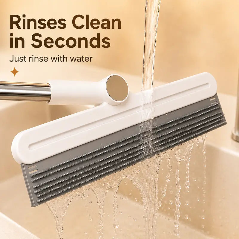 Professional Pet Hair Removal Rake and Scraper with 180° Rotating Broom, Reusable Wet/Dry Squeegee, and Silicone Scrubber for Carpets, Upholstery, Hardwood Floors, and Pet Areas - Eco-Friendly Lint Roller Alternative for Rugs, Beds, and Furniture