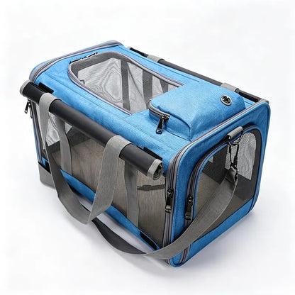 Premium Soft Mesh Cat Carrier - Breathable Polyester Travel Bag for Small Dogs and Cats, Portable and Foldable Design