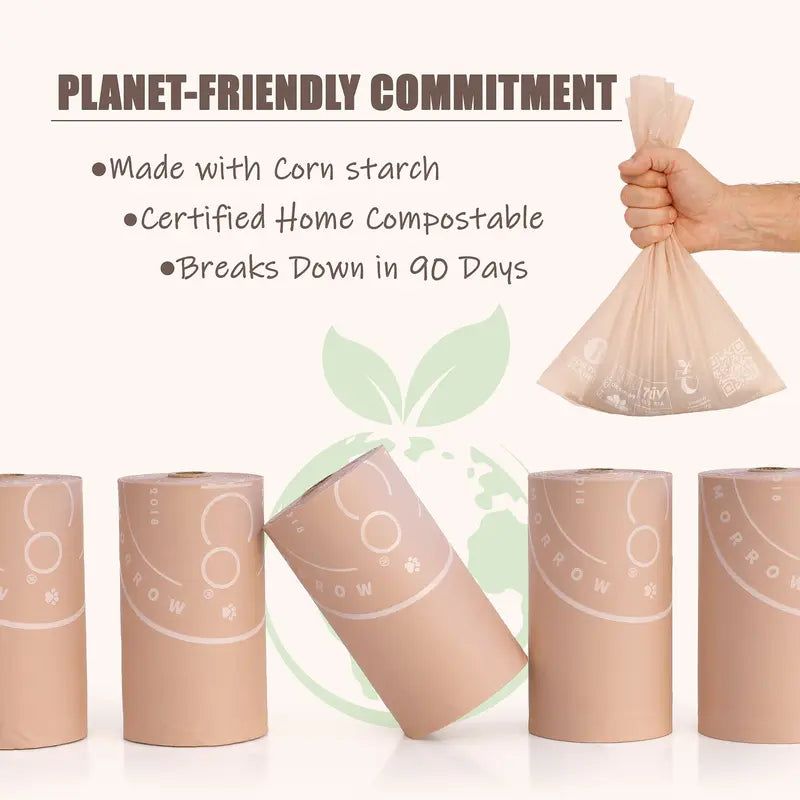 Bio-Based Lavender-Scented Dog Waste Bags - Silky Soft, Leak-Proof, Cornstarch Material - 8 Rolls, 120 Bags