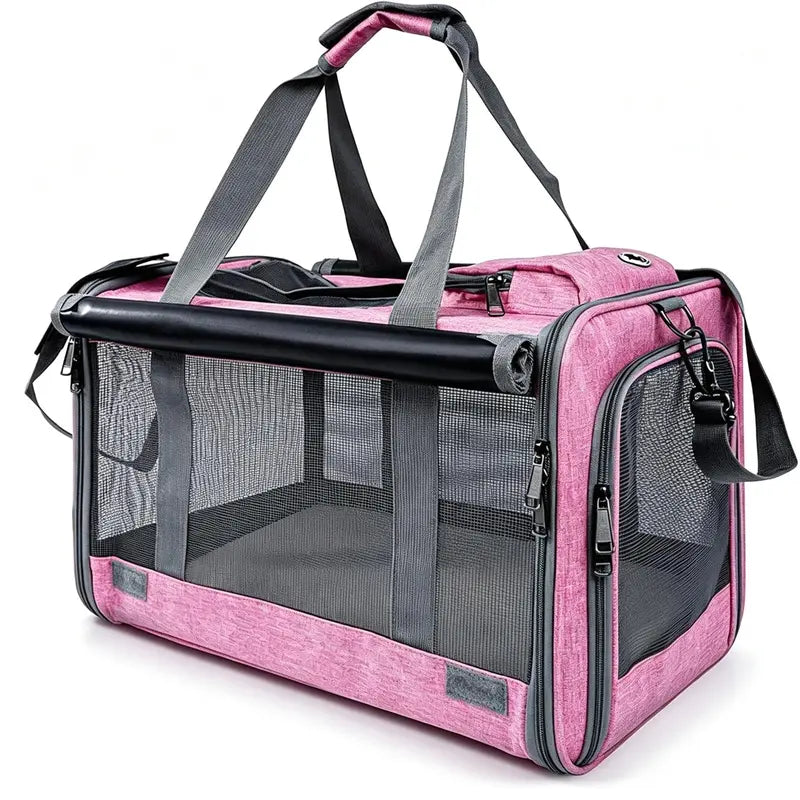 Premium Soft Mesh Cat Carrier - Breathable Polyester Travel Bag for Small Dogs and Cats, Portable and Foldable Design