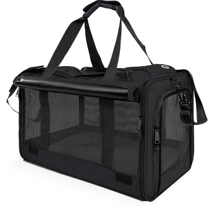 Premium Soft Mesh Cat Carrier - Breathable Polyester Travel Bag for Small Dogs and Cats, Portable and Foldable Design