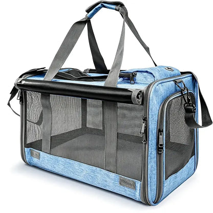 Premium Soft Mesh Cat Carrier - Breathable Polyester Travel Bag for Small Dogs and Cats, Portable and Foldable Design